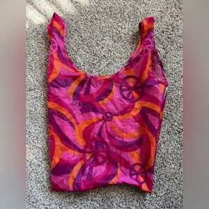 Bath and Body Works Vintage Classic Compressible Market Bag, Groovy Peace Sign